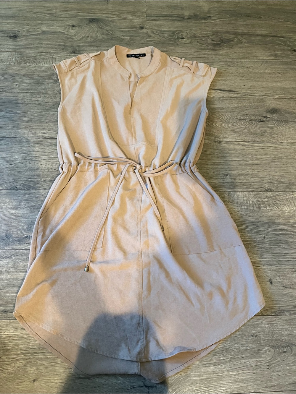 Haute Monde Beige Textured Sleeveless dress